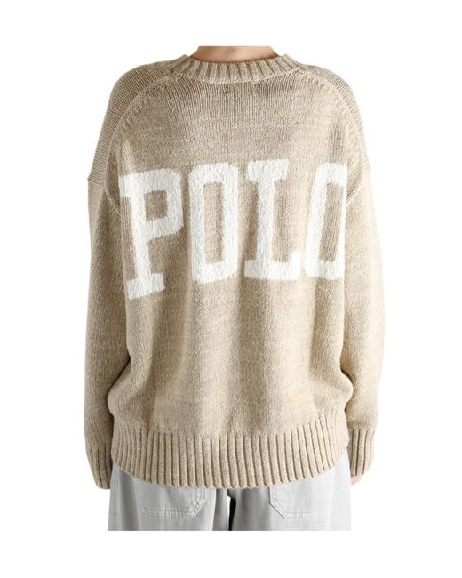 Polo Ralph Lauren Natural Logo Embroidered Crewneck Jumper