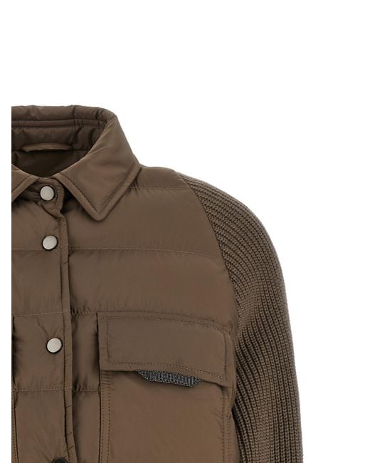 Brunello Cucinelli Brown Long-Sleeved Quilted Jacket
