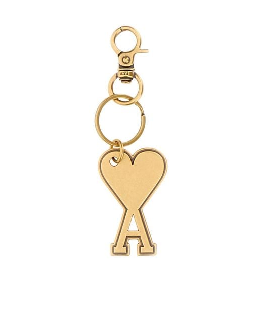 AMI Metallic Logo-Charm Polished Finished Keyring for men