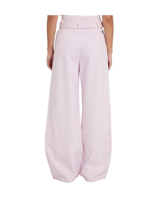 Agolde Pink Belted Wide-Leg Jeans