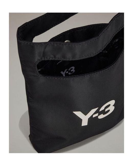 Y-3 Black Logo Printed Mini Tote Bag for men