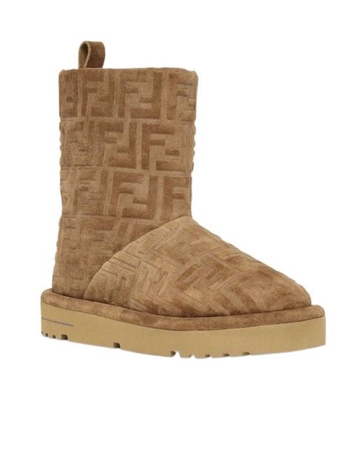 Fendi Brown Après Chic Ff Embossed Suede Boots