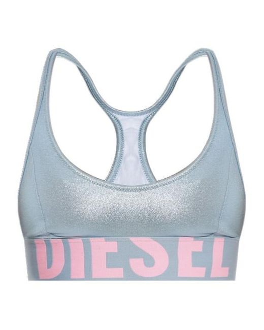 DIESEL Blue Zaira-D-Pop Metallic Racerback Bikini Top