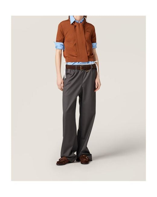 Miu Miu Gray Stretch Wool Pants