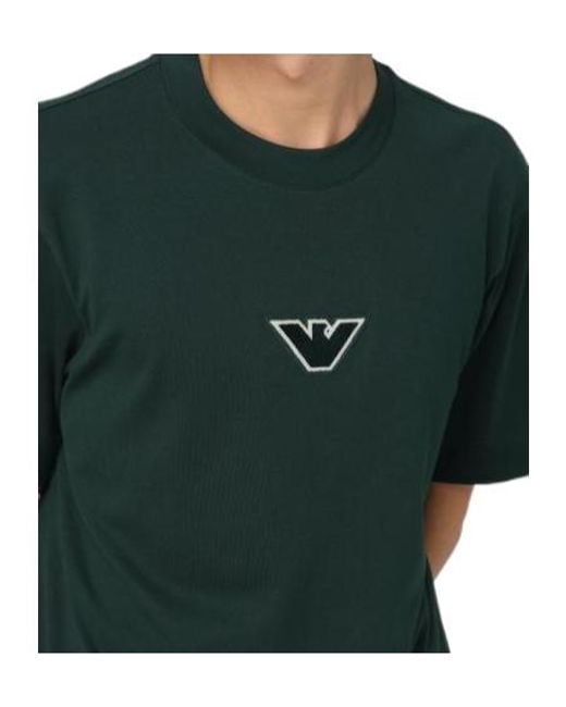 Emporio Armani Green Logo Pattern T-Shirt for men