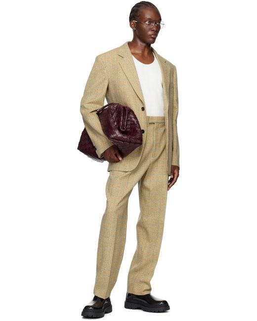 Bottega Veneta Natural Prince Of Wales Wool Trousers for men