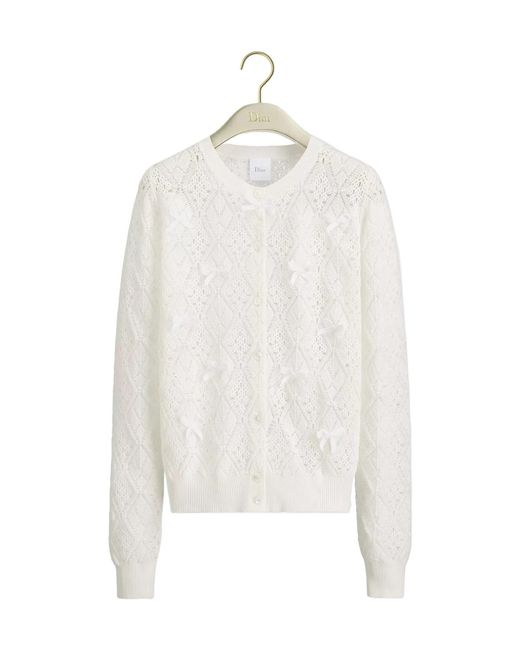 Dior White Iviera Embroidered Cardigan