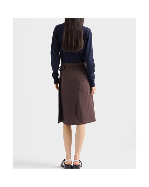 Prada Brown Stretched Poplin Skirt