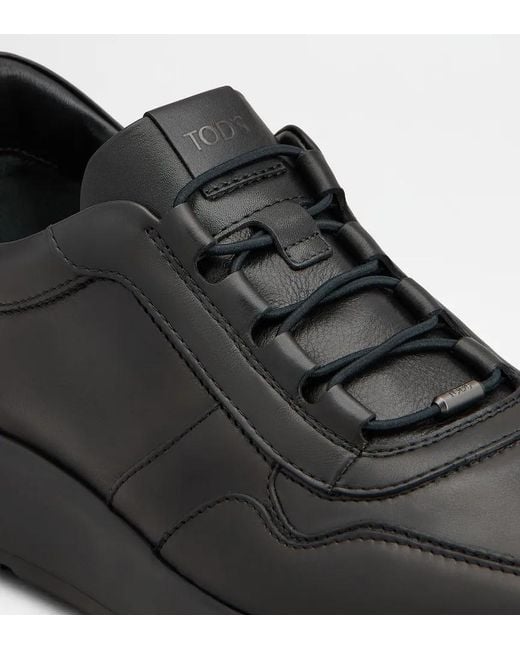 Tod's Black Leather Lace-Up Sneakers for men