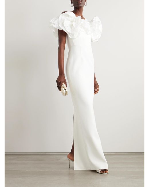 Rebecca Vallance White Tessa Ruffled Gown