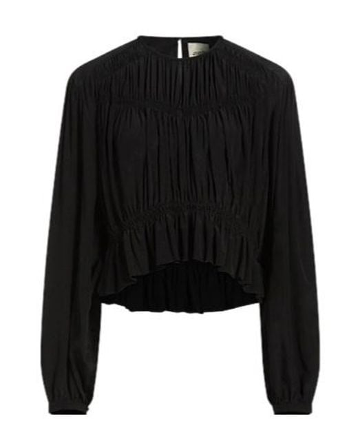 Isabel Marant Black Solid Ruffle Top