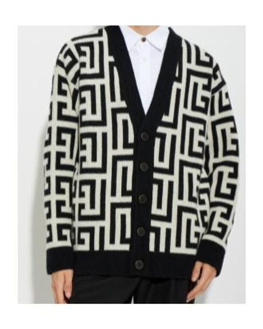 Balmain Black Long-Sleeve Cardigan for men