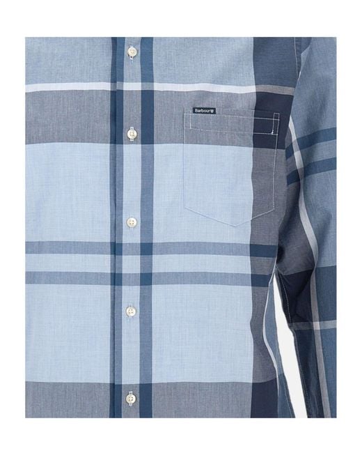 Barbour Blue Check-Pattern Button-Down Shirt for men