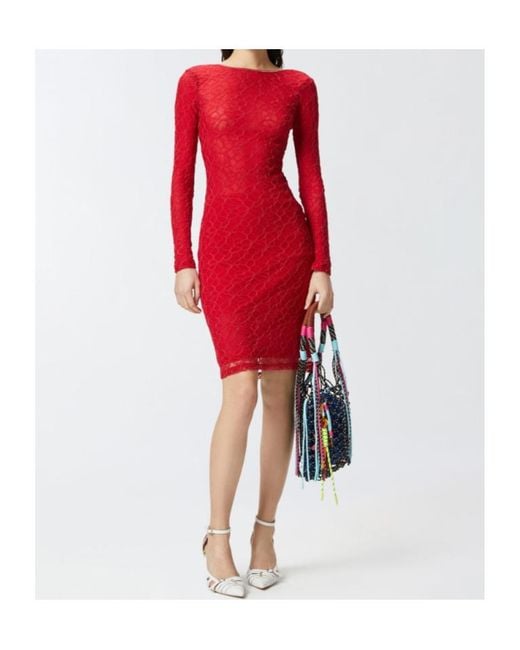 Pinko Red Aaron Open Back Dress