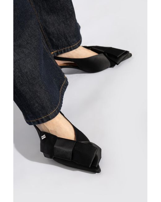 Ganni Black Bow Kitten Heel Pumps