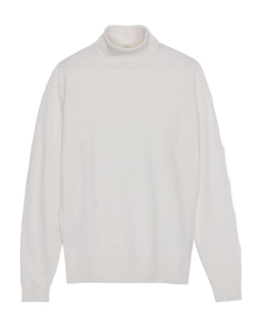 John Smedley White Cherwell Roll Neck Jumper for men