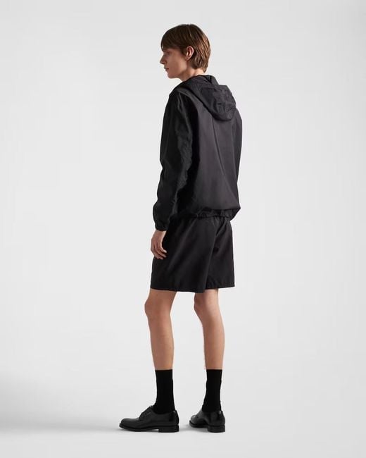 Prada Black Elastic-Waist Logo Swim Shorts for men