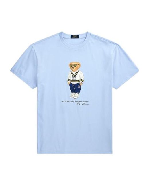 Polo Ralph Lauren Blue Custom Slim Fit Polo Bear Jersey T-Shirt for men