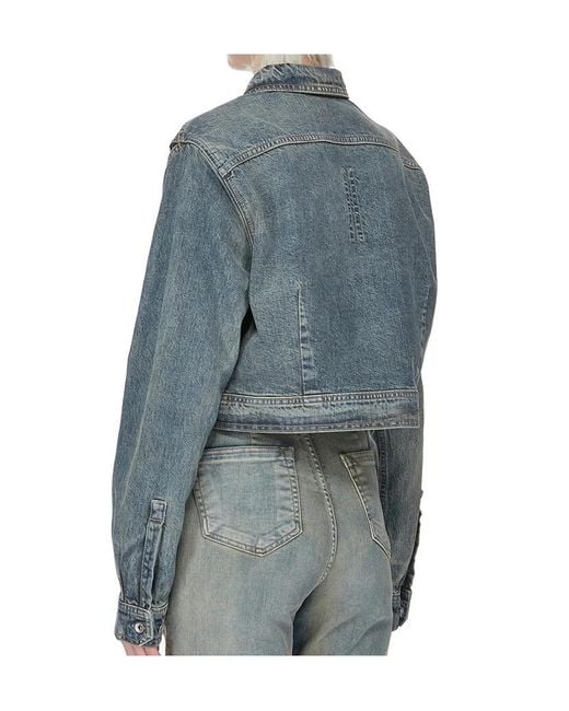Rick Owens Blue Collared Long-Sleeved Casual Jacket