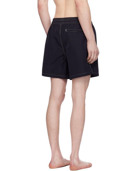 AMI Black Logo Embroidered Swim Shorts for men