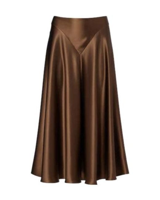 Altuzarra Brown Ames Silk Satin Midi Skirt