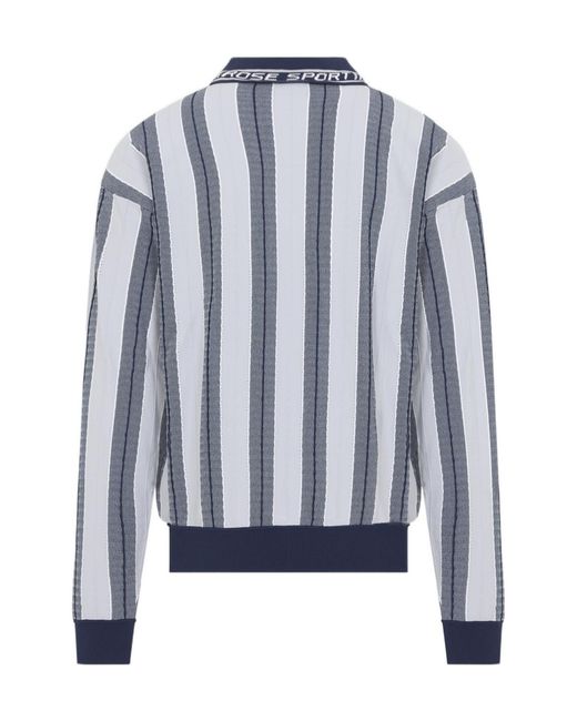 Martine Rose Blue Long-Sleeved Striped Polo Shirt for men