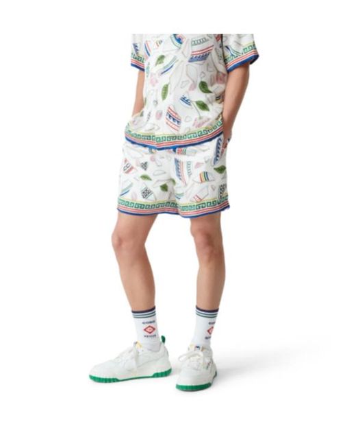 Casablanca Green Graphic Printed Drawstring Bermuda Shorts for men