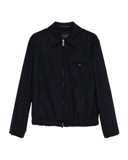 Incotex Blue Zip-Front Flannel Jacket for men