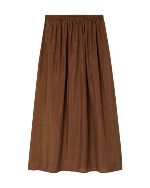 American Vintage Brown Elastic Waistband Midi Skirt