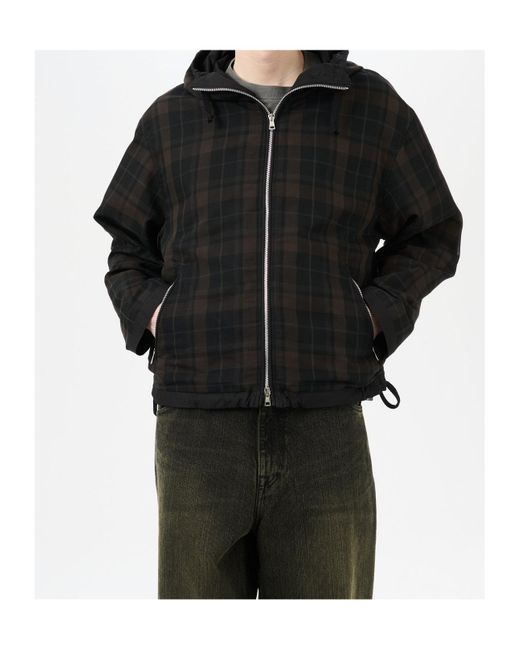 Our Legacy Black Check Hooded Jacket for men