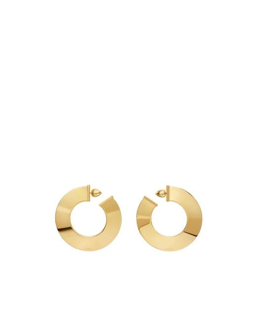 Alaïa Metallic Alaïa Blade Disc-Shaped Blade Hoop Earrings