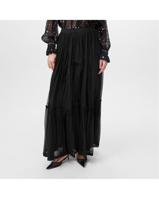 Saint Laurent Black Tulle A-Line Skirt