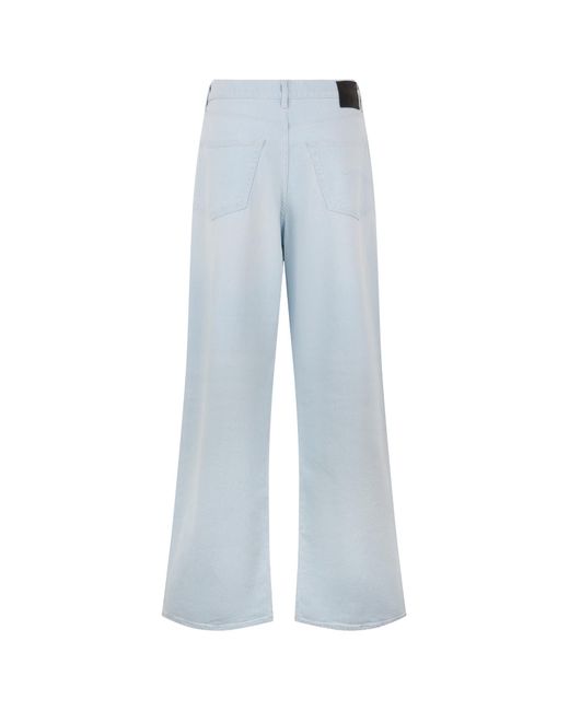 R13 Blue Pleated Wide-Leg Jeans