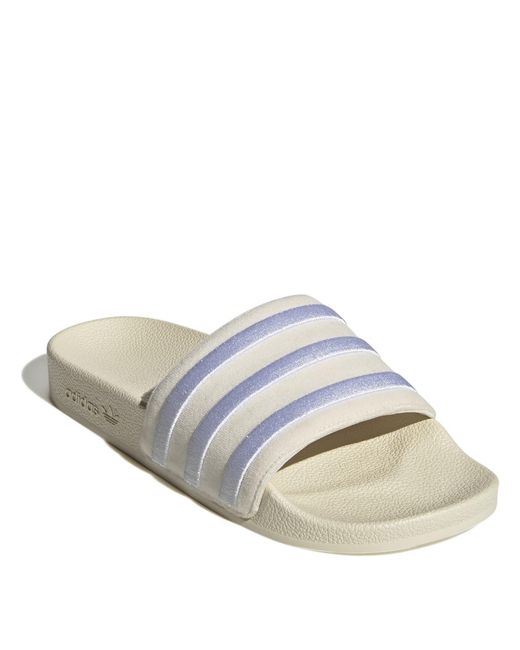 Adidas Originals White Striped Slippers