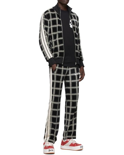 Palm Angels Black Checked Track Jacket for men