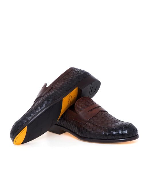 Doucal's Brown Woven Penny Loafers for men