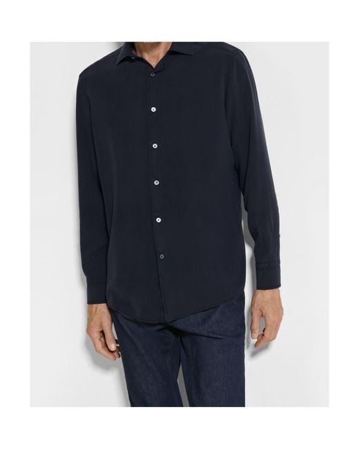 Zegna Blue Buttoned Long-Sleeved Shirt for men