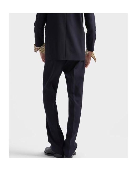 Prada Blue Wool Pants for men