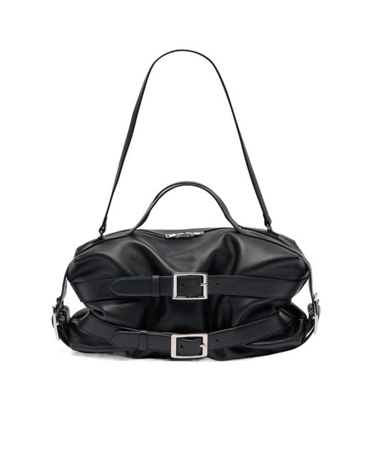 Simone Rocha Black Biker Buckled Shoulder Bag