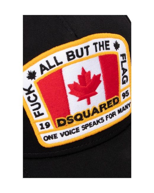DSquared² Red Flag Patch Distressed Baseball Cap for men