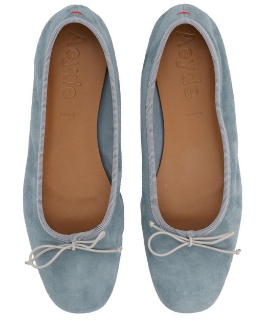 Aeyde Blue Bow Detailed Slip-On Flats