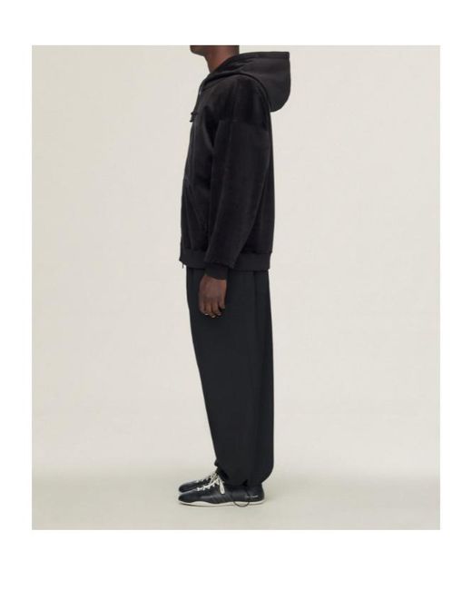 Y-3 Black Velvet Corduroy Zipper Hoodie for men