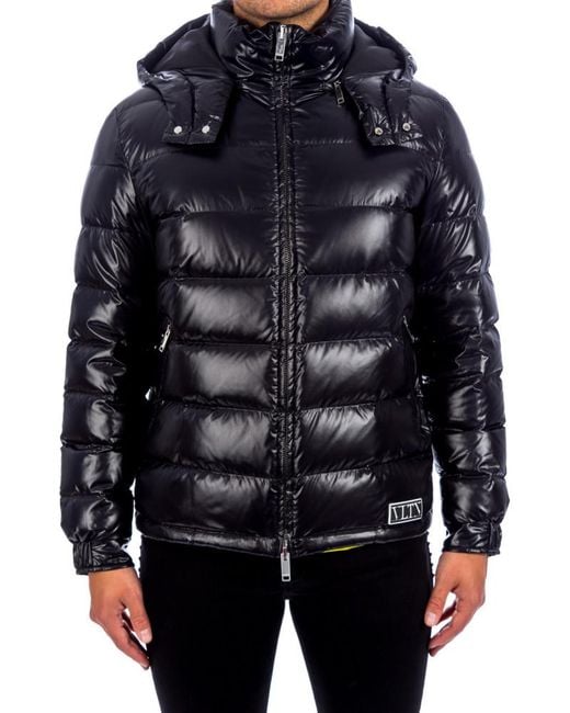 Valentino Blue Logo Patch Hooded Jacket for men