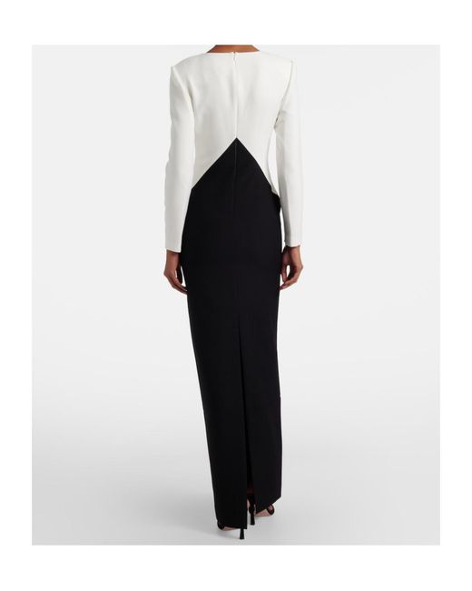 Roland Mouret Black Floral-Appliqué Crêpe Gown