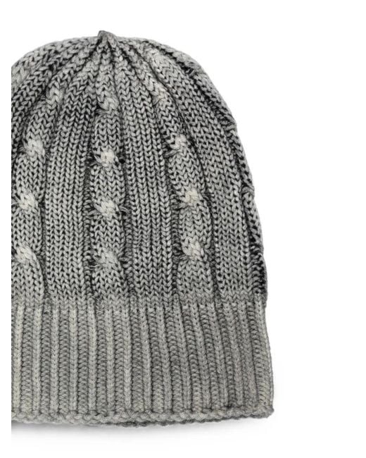 Avant Toi Gray Cable-Knit Beanie Hat for men