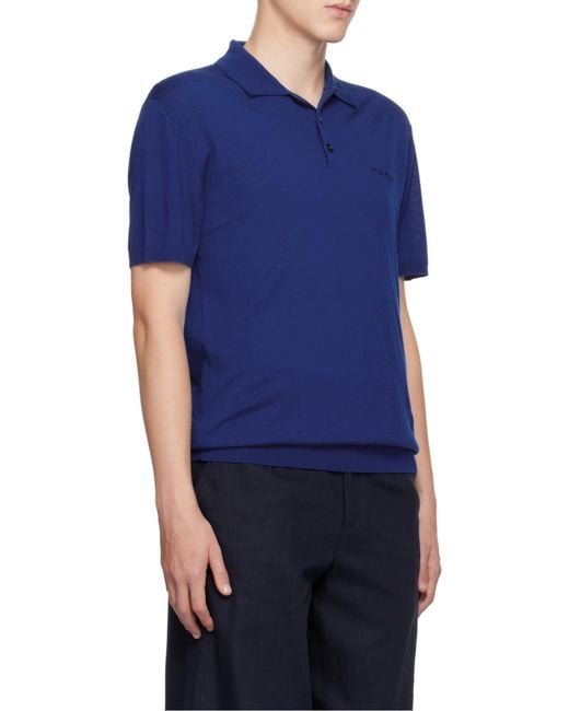 Marni Blue Virgin Wool Polo for men