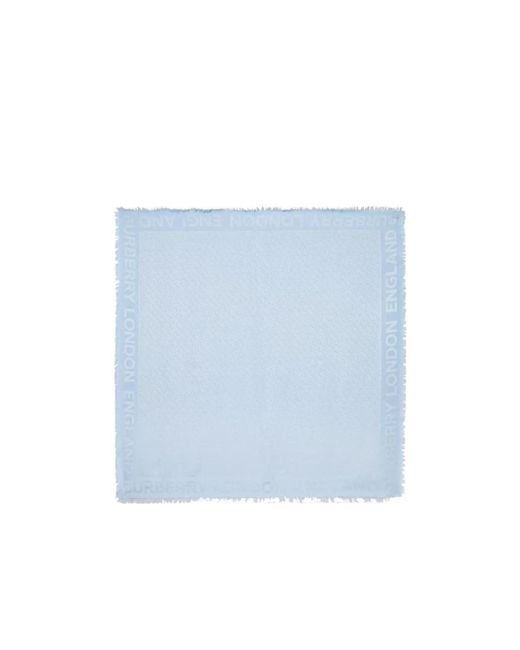Burberry Blue Silk And Wool Blended Jacquard Scarf for men