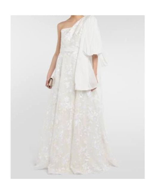 Erdem White Bridal Hanne Embroidered Organza Gown