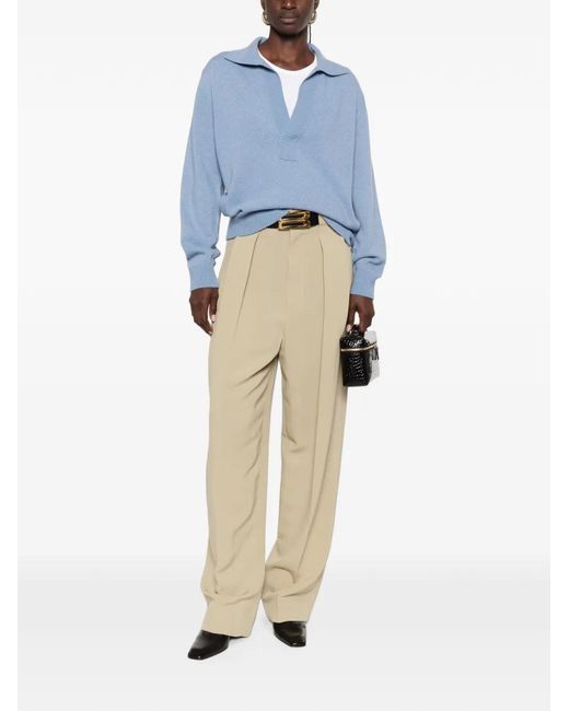Victoria Beckham Natural Fluid Tailored Trousers