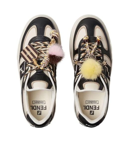 Fendi Black Match Low-Top Platform Sneakers